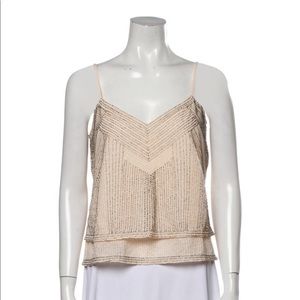 Parker silk beaded blush pink top